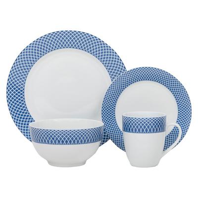 Dinnerset 16PC Porcelain Blue Diamond - Safdie & Co HK03105EC