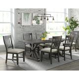 Sunset Trading Trestle 5 Piece Dining Set | 96" Rectangular Extendable Table | 4 Upholstered Side Chairs | Distressed Gray Wood | Seats 8 Wood | Wayfair