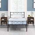 Trent Austin Design® Kempst Bedroom Set Bed Frame & Nightstand Set Metal in Black | 35 H x 39 W x 75 D in | Wayfair