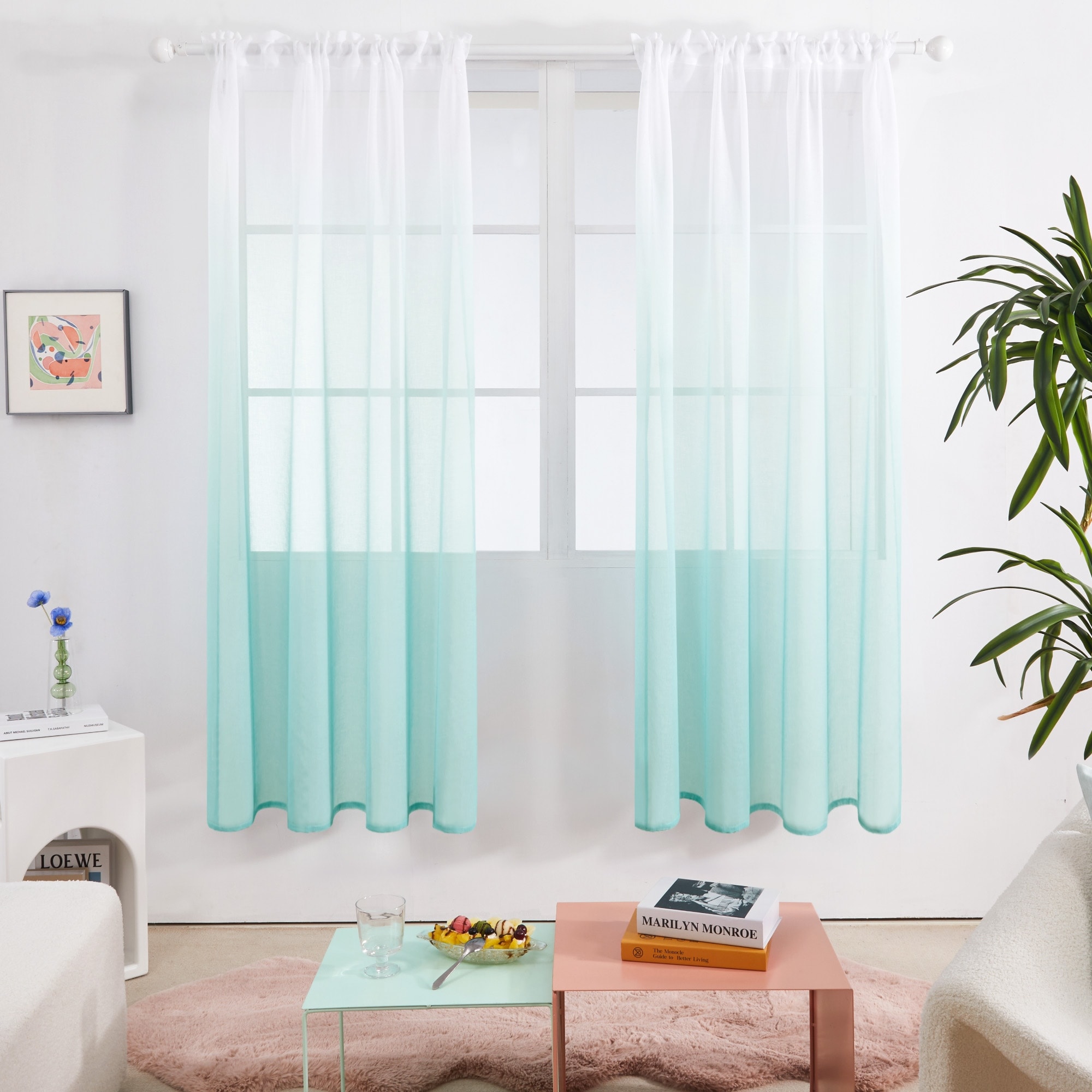 Deconovo Ombre Sheer Curtain Panel Pair(2 Panel)