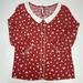 Disney Tops | Lauren Conrad X Disney Mickey Print Retro Blouse Sz Xs Peter Pan Collar | Color: Red/White | Size: Xs