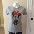 Disney Tops | Disney Minnie Mouse Gray Tshirt With Adorable Minnie Mouse Size Small | Color: Gray | Size: S