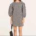 J. Crew Dresses | J Crew Puff-Sleeve Mini Shift Dress In Textured Plaid Crew Neck Black White | Color: Black/White | Size: M