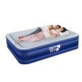 Get Fit Air Bed with Built In Electric Pump - Premium King Size - Blow Up Bed with 2 x Free Pillows - Elevated Inflatable Air Mattress for Outdoor, Camping, Tents - Navy/White