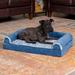 FurHaven Two-Tone Fur & Suede Full Support Orthopedic Sofa Bed Polyester/Memory Foam in Blue | 6 H x 30 W x 20 D in | Wayfair 55341089