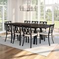 Latitude Run® Micheal 9 Piece Extendable Dining Set Wood/Upholstered/Metal in Gray/Black | 31 H in | Wayfair BE2F426A2D174CDEB56D6DC8824508C3