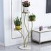 Everly Quinn Modern Metal Plant Stand 3-Shelf Gold Corner Planter Stand Indoor Metal in Yellow | 35.29 H x 3.7 D in | Wayfair