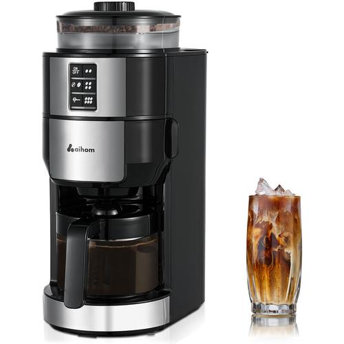Aihom - Kaffeemaschine mit Mahlwerk Automatische Kaffeemaschine Filter mit integriertem Mahlwerk