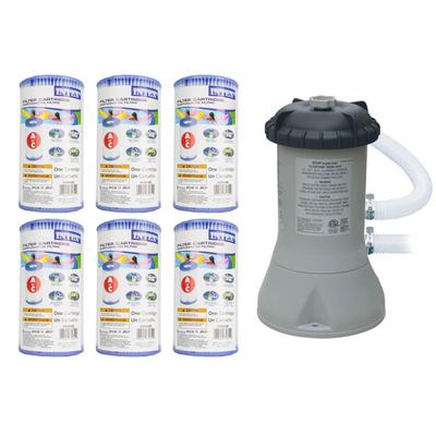 Intex 1000 GPH Easy Set Pool Filter Pump w/ Type A & C Filter Cartridge (6 Pack) - 8