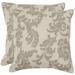 SAFAVIEH Acanthus Leaves 22-inch Ivory/ Grey Decorative Pillows (Set of 2)