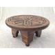Moroccan Style Hand Made Round Carved Display Table Medium with Gothic Style Legs Brown