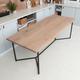 Infinity Solid Live Edge White Wash Oak Industrial Dining Table with Two Planks Wooden Rustic Vintage