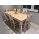6ft Farmhouse Dining Table Set with Rustic Pine Wood Top and 6 Chairs. 6 to 8 seater table in any size or colour. Customisable.