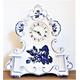 Vintage Staffordshire Blue/White Willow Extra Large Pottery Mantel Fireplace Table Clock - Fine Art Quartz - Beautiful Detail - Gift