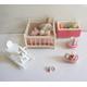 Vintage, 1:12th Scale, Dolls House, Baby, Child, Figure, Pink and White, Crib, Toy Box, With Doll, Rabbit, Ball, Rocking Horse, Jug And Bowl