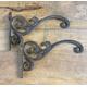 Pair of Large Rustic Fancy Cast Iron Hanging Basket Brackets