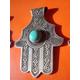 Turkish double sided engraved hamsa hand pendant with jewel and eye - VARIOUS L62 mm