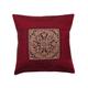 Embroidered Cushion Cover - 40cm x 40cm - Burgundy and Duck Egg Blue embroidery