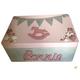 Personalised pink and white baby memory box with rocking horse, Large baby keepsake box,baby girl storage box,babys 1st first birthday gift
