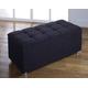 Black Plush Velvet Upholstered Ottoman Storage Box - Bedroom Footstool - Competible with all size beds