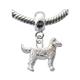 Silver Dog Charm Dangle charms compatible for European Bracelets and Italian Bracelets -Quality tested at Sheffield Assay England