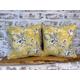 Toile Finch in Buttercup Scatter Cushions by Berry & Grouse - birds - floral - yellow/grey - zip opening - infill included - customisable