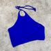 Zara Tops | Euc Zara Knit Tank Halter Top With An Open Tie Back Size M Medium | Color: Blue/Purple | Size: M
