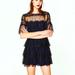 Zara Dresses | Host Pick Zara Lace & Tulle Mini Dress, Size S | Color: Black | Size: S