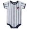 Newborn White/Navy Cleveland Guardians Power Hitter Short Sleeve Bodysuit