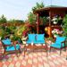 Costway 4PCS Patio Rattan Furniture Set Acacia Wood Frame Cushioned - See Details