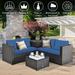 4 Pieces Outdoor Patio Rattan Furniture Set with Cushioned Loveseat and Storage Box - 47.5" x 26" x 26" (L x W x H)