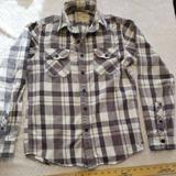 American Eagle Outfitters Tops | American Eagle Size Xs Women's White/Grey Plaid Flannel Button Up, Shirt | Color: Black/White | Size: Xs