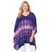 Plus Size Women's Georgette Peasant Poncho by Catherines in Navy Bias Stripe (Size 0X/1X)