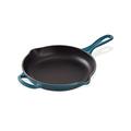 Le Creuset Signature Enamelled Cast Iron Skillet Frying Pan With Helper Handle and Two Pouring Lips, 23 cm, Deep Teal, 20182236420422