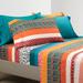 Boho Stripe Soft Sheet Set Turquoise/Tangerine 6Pc Queen - Lush Decor 21T011086