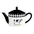 Certified International On The Farm Teapot, Ceramic in Black/White | 6.25 H x 9.25 W x 5 D in | Wayfair 28827