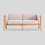 Neighbor Haven Teak Outdoor Sofa w/ Sunbrella Cushions Wood/Natural Hardwoods/Sunbrella® Fabric Included in Gray | 30.5 H x 66 W x 31 D in | Wayfair