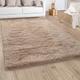 Tapis Shaggy Tapis De Salon Fausse Fourrure Poil Long Moelleux Monochrome Beige 120 cm rond - Paco