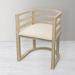 Barrel Chair - Red Barrel Studio® 21" W Linen Barrel Chair Linen/Wood in Brown/White | 28.5 H x 21 W x 22 D in | Wayfair