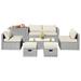 Costway 8 Pieces Patio Rattan Furniture Set with Storage Waterproof Cover and Cushion-Off White