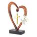 Trinx HEART SILVER CROSS TABLETOP FIGURINE Resin, Wood in Yellow/Brown | 7.875 H x 1.875 W x 5.5 D in | Wayfair D56AAE3148524EC0BA14060DBA95D9A0