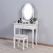 Rosdorf Park Danaysy Vanity Set w/ Stool & Mirror Wood in Brown/White, Size 31.5 H x 53.54 W x 15.75 D in | Wayfair