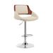 Adjustable Faux Leather Swivel Bar Stool, Cream and Silver