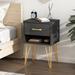 23.6'' Tall 1 - Drawer 1- Shelf Nightstand In Black&Gold