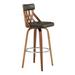 Swivel Bar Stool with Ornate Geometric Cut Out Back, Brown