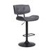 Bar Stool with Leatherette Button Tufted Back and Seat, Gray