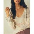 Free People Sweaters | Free People Nwot Free People Spacedye Always Cashmere V Neck Lightweight Sweater | Color: Cream | Size: S