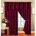 Prime Linens Jacquard Curtains for Bedroom with Pelmet Fully Lined Heavy Pencil Pleat Curtains With 2 Tie Backs (90″X108″(228cm x 274cm), Malta Burgundy)