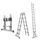 3.8M(1.9M+1.9M) Stainless Steel Telescopic Ladder, Folding Extension Ladders, Multi Purpose Telescoping Step Ladder, Collapsible Ladder For Outdoor Garden, Household Daily