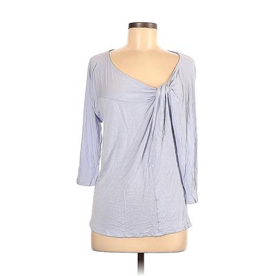 Gap 3/4 Sleeve Top Blue Solid V-Neck Tops - Used - Size Large
